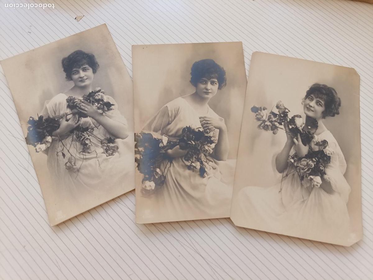 Postales: 3 postales rom&aacute;nticas o galantes de serie