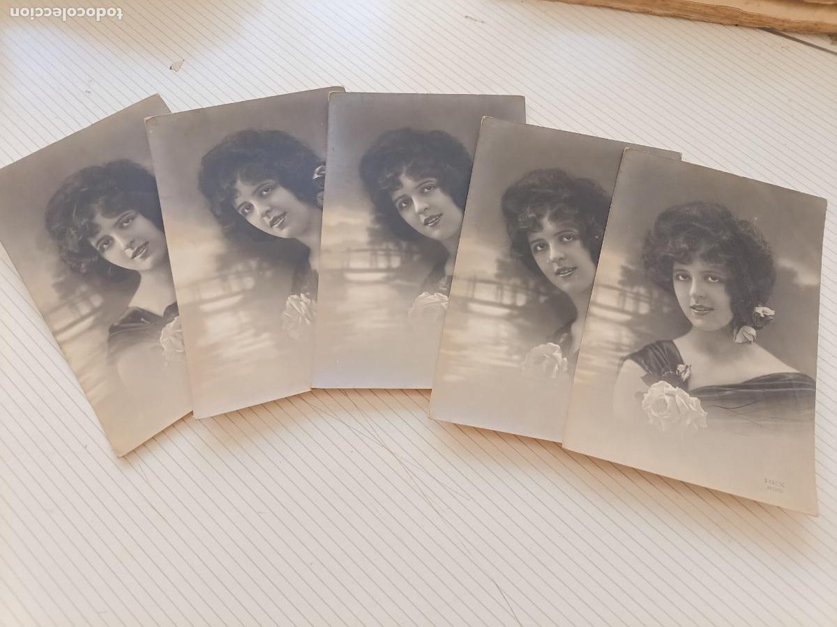 Postales: 5 postales rom&aacute;nticas o galantes de serie