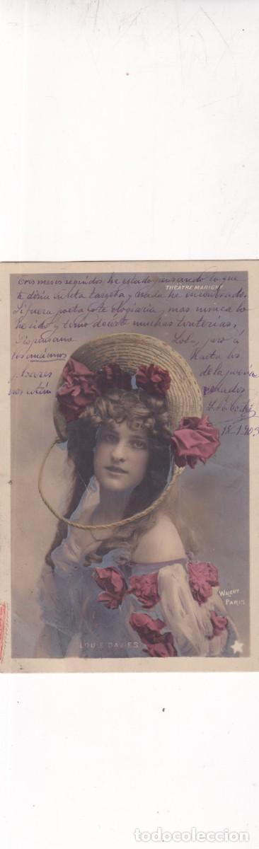 Postales: Postal mujer con sobrero y flores. Reverso sin dividir, circulada. 9&ordm; serie