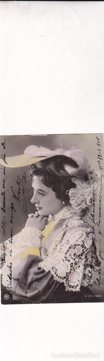 Postales: Postal mujer con sombrero S 330 - 4412. Reverso sin dividir, circulada.