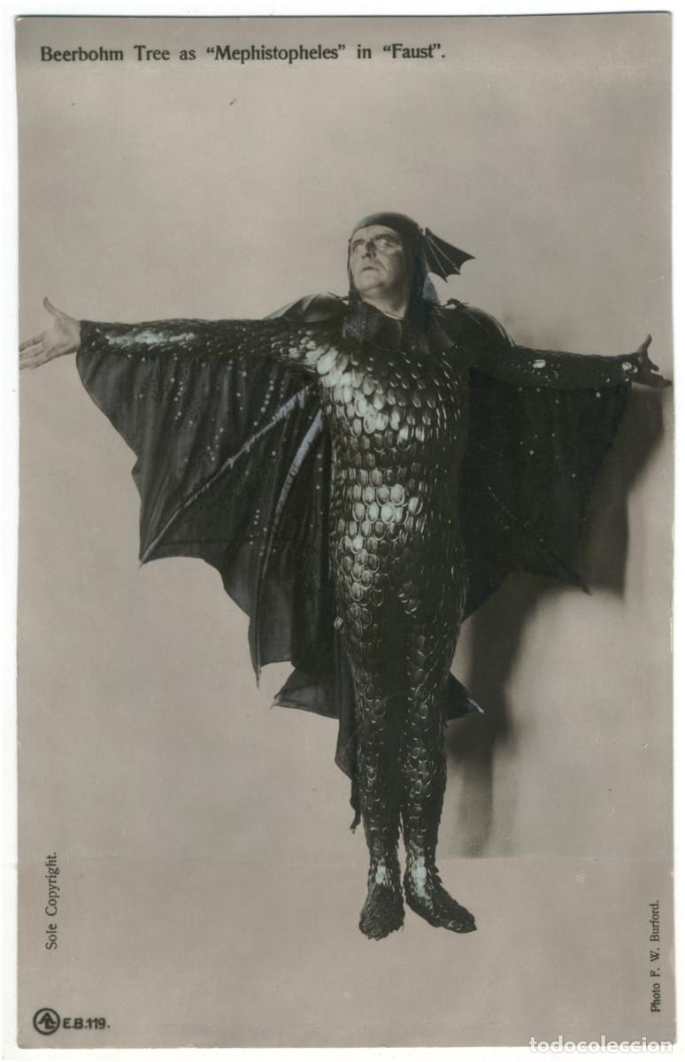 Postales: Actor TREE, Herbert Beerbohm_Aristophot (AL; EB 119). As Mephistopheles in Faust. Photo F. W. Burfor