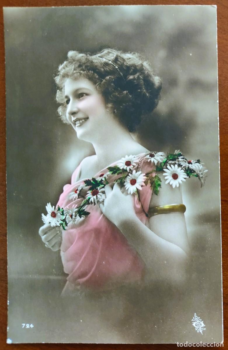Postales: POSTAL CHICA JOVEN MUY ANTIGUA COLOREADA- 724