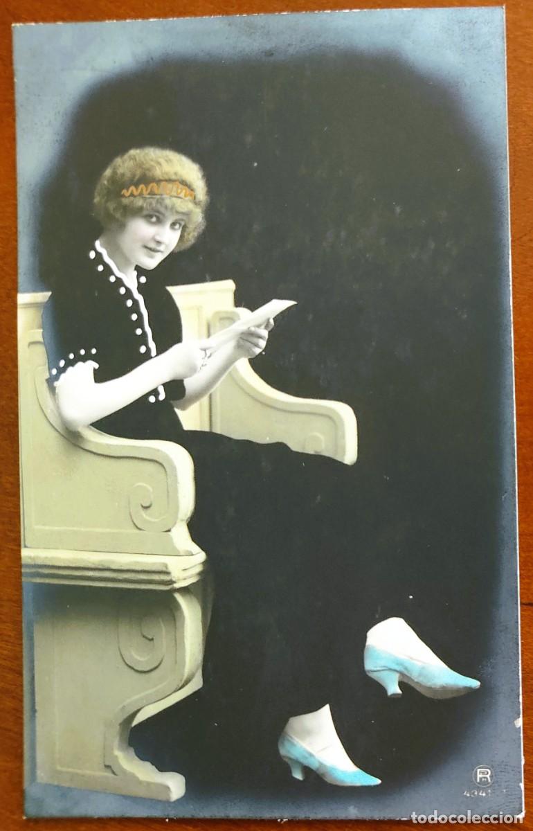Postales: POSTAL CHICA JOVEN MUY ANTIGUA COLOREADA Y FECHADA 1914 - RPH 4341/1