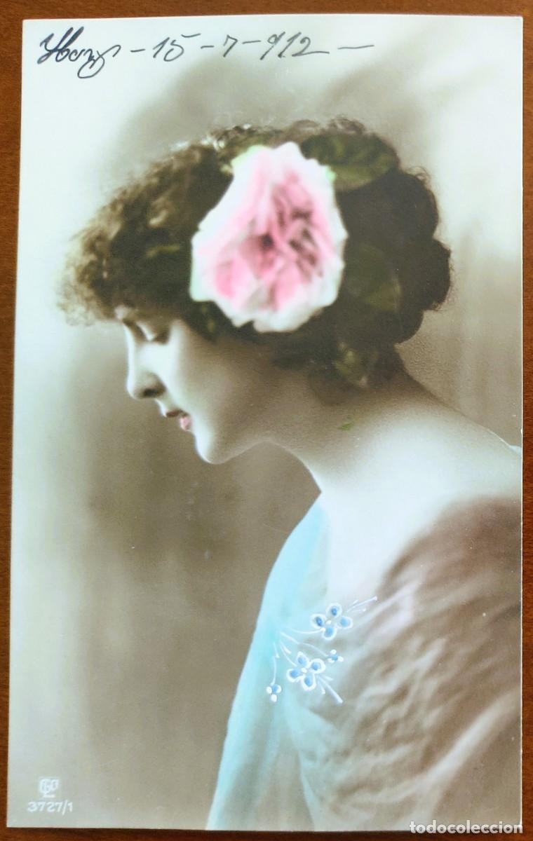 Postales: POSTAL CHICA JOVEN MUY ANTIGUA COLOREADA Y FECHADA 1912 - GL CO. 3727/1