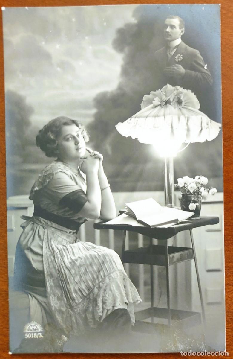 Postales: POSTAL CHICA JOVEN MUY ANTIGUA CIRCULADA A SANTIAGO DE LA RIBERA Y FECHADA 1912 - R&K L. 5018/3/1
