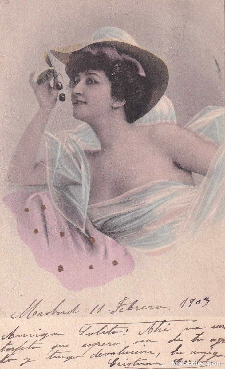 Postales: Postal mujer con sombrero y gafas circulada en 1909