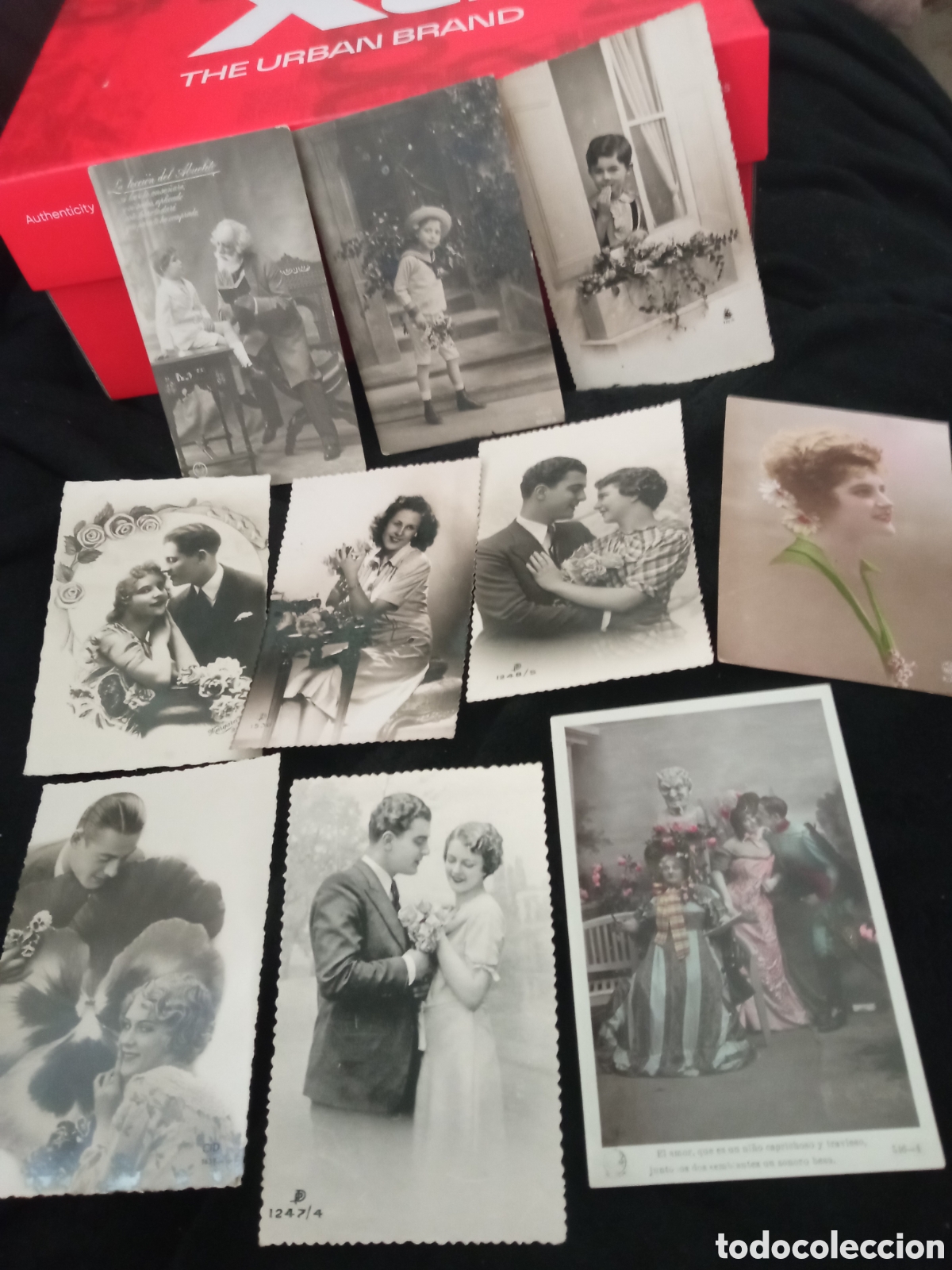 Postales: Lote de 10 antiguas postales galantes 7 de novios y3 de ni&ntilde;os