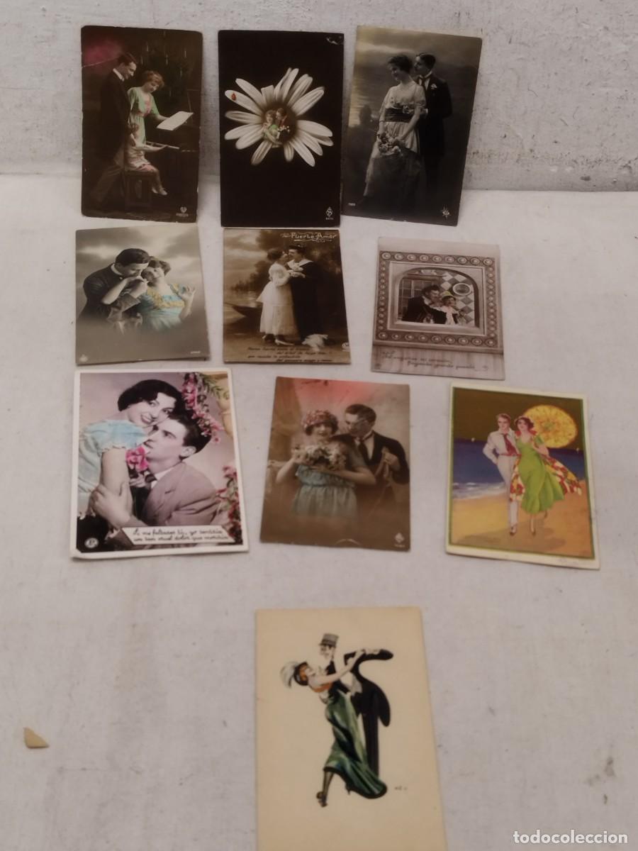 Postales: Colecci&oacute;n de 10 antiguas fotos, postales. De pareja, chica, chico. Galante, De principios siglo XX.