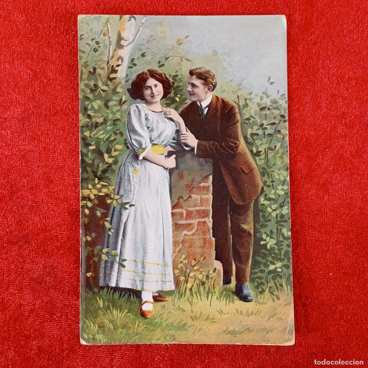 Postales: ANTIGUA POSTAL COLOREADA - ESCENA ROMANTICA - PAREJA DE ENAMORADOS - 140 X 90 MM / 5767