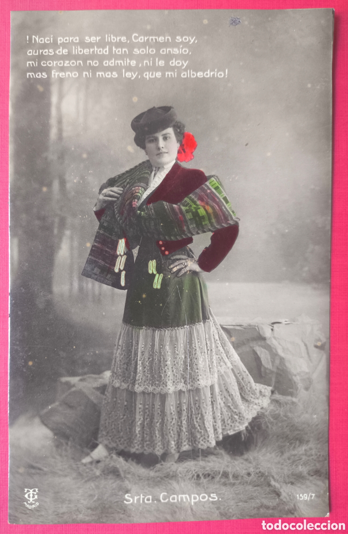 Postales: CUPL&Eacute; ARTISTA SRTA. CAMPOS POSTAL FOTOGR&Aacute;FICA ILUMINADA C. 1905