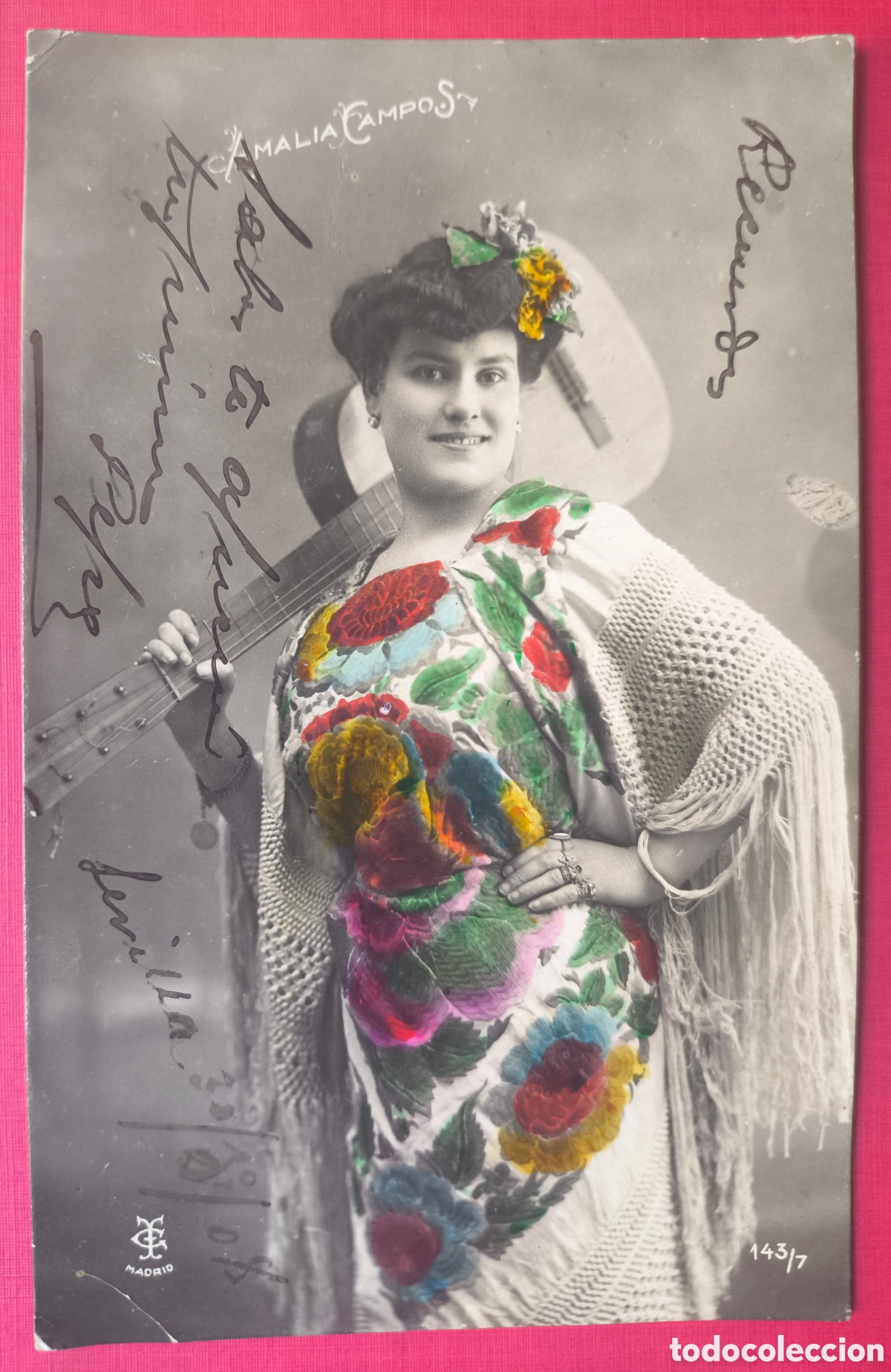 Postales: CUPL&Eacute; ARTISTA AMALIA CAMPOS POSTAL FOTOGR&Aacute;FICA ILUMINADA 1908