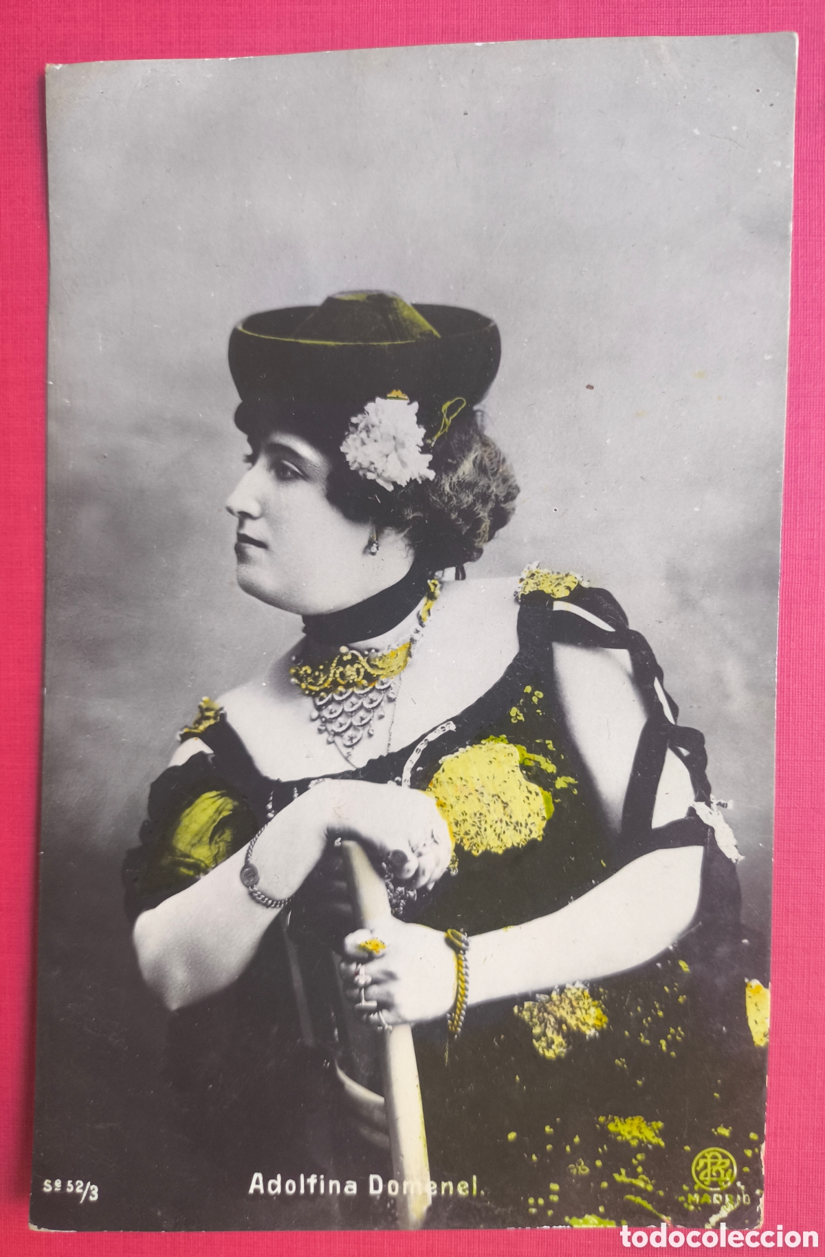 Postales: CUPL&Eacute; ARTISTA ADOLFINA DOMENEL POSTAL FOTOGR&Aacute;FICA ILUMINADA C. 1905