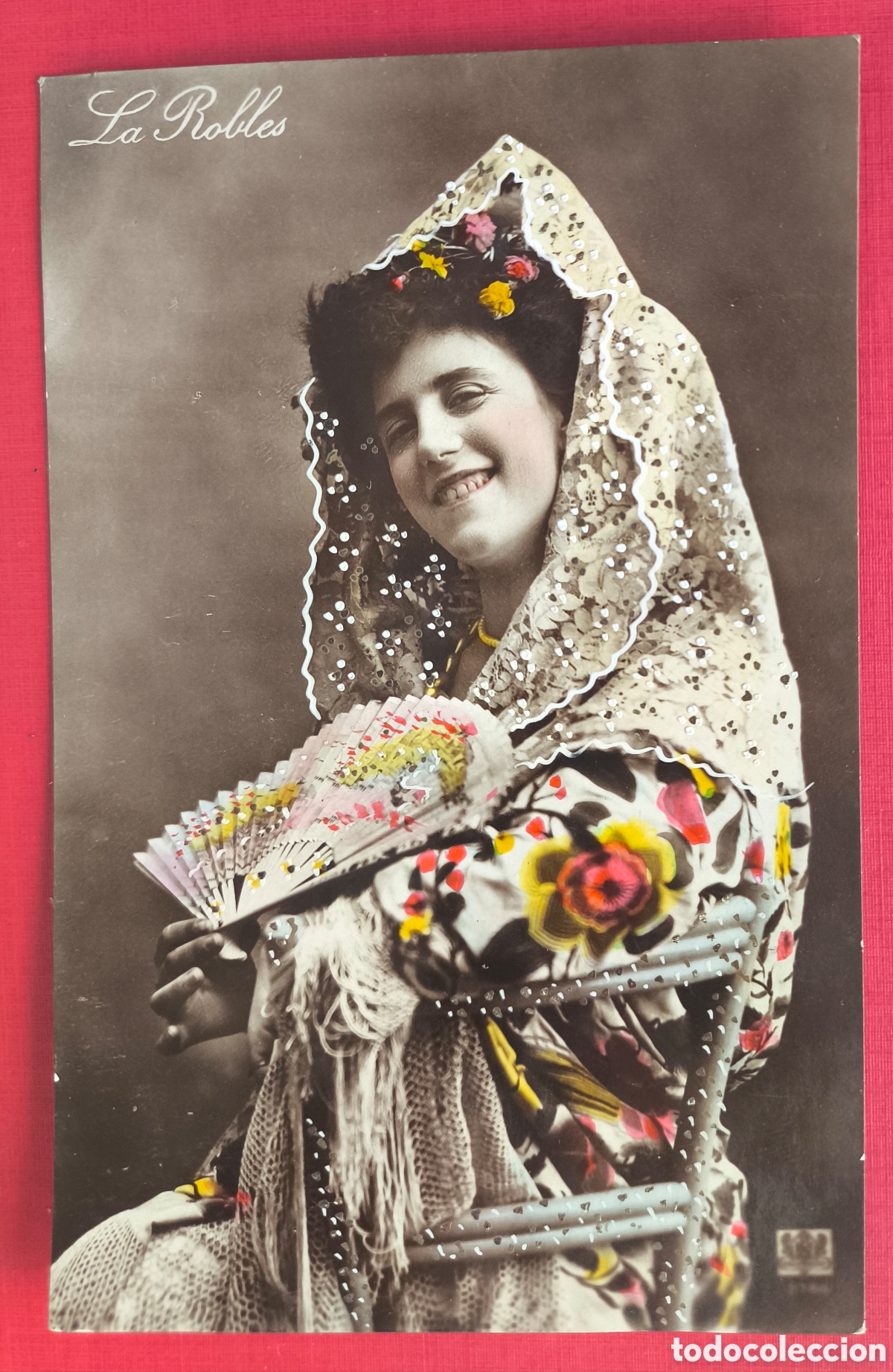 Postales: CUPL&Eacute; ARTISTA LA ROBLES POSTAL FOTOGR&Aacute;FICA ILUMINADA C. 1905