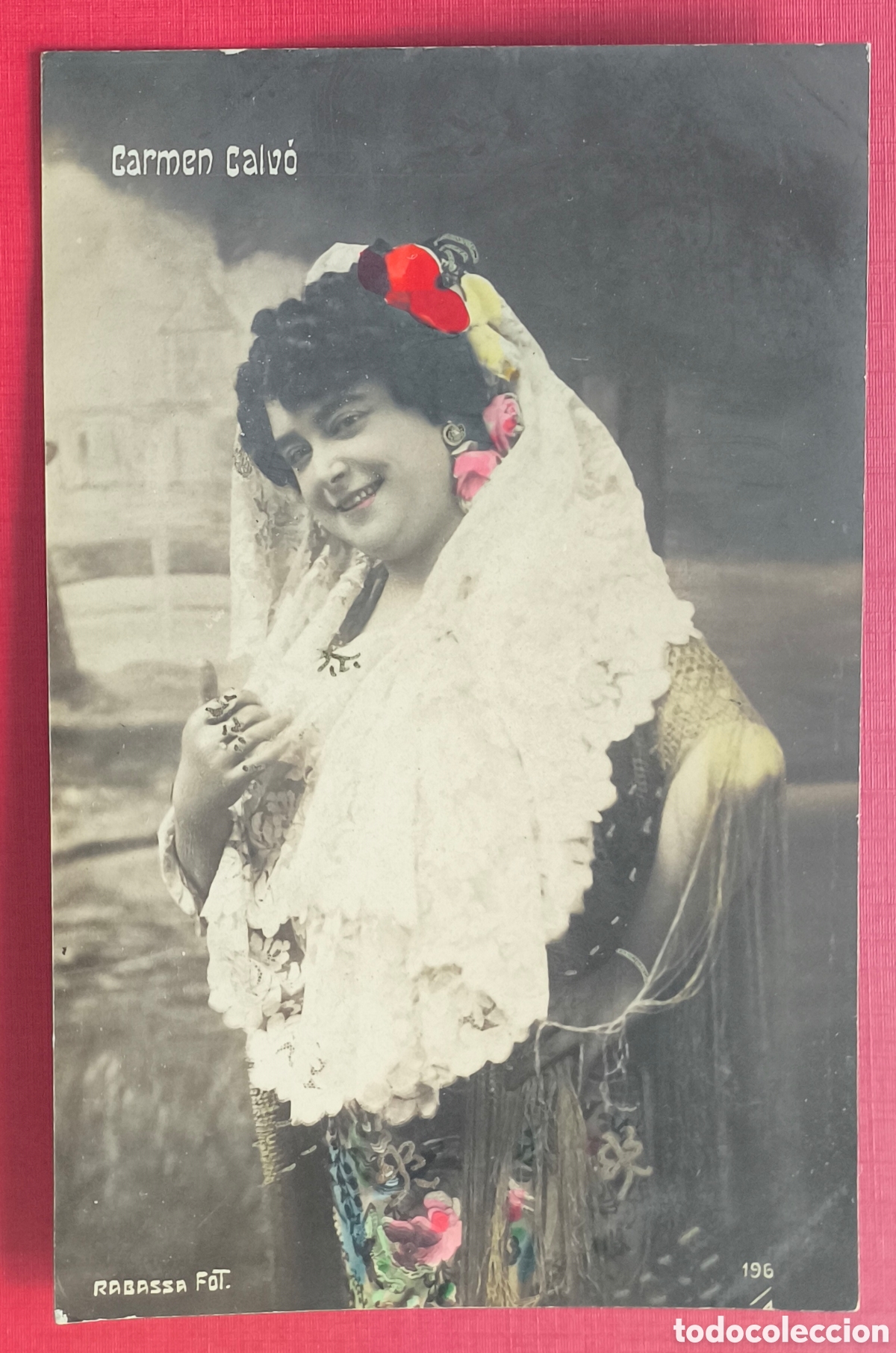 Postales: CUPL&Eacute; ARTISTA CARMEN CALV&Oacute; POSTAL FOTOGR&Aacute;FICA ILUMINADA C. 1905