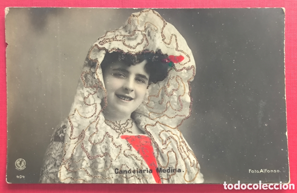 Postales: CUPL&Eacute; ARTISTA CANDELARIA MEDINA POSTAL FOTOGR&Aacute;FICA ILUMINADA C. 1905