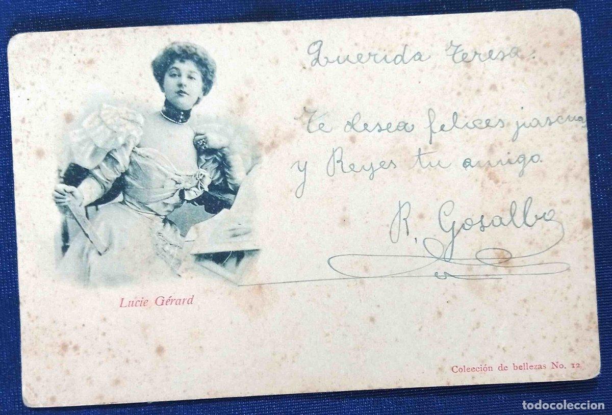 Postales: POSTAL DE LUCIE G&Eacute;RARD. COLECCI&Oacute;N DE BELLEZAS N&ordm; 12. REVERSO SIN DIVIDIR.
