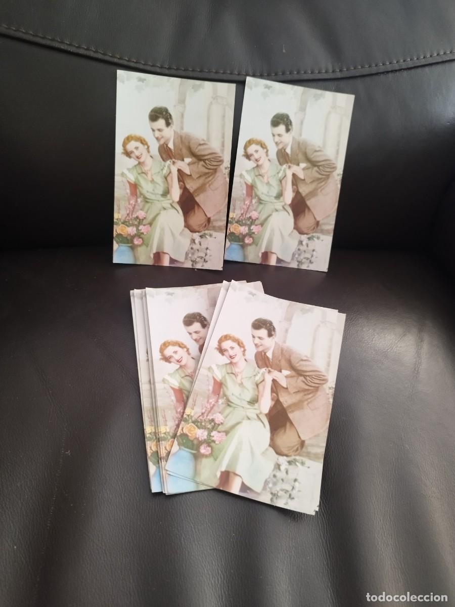 Postales: Colecci&oacute;n de 10 antiguas tarjetas postales de pareja de enamorados. Mujer y galan. Flores