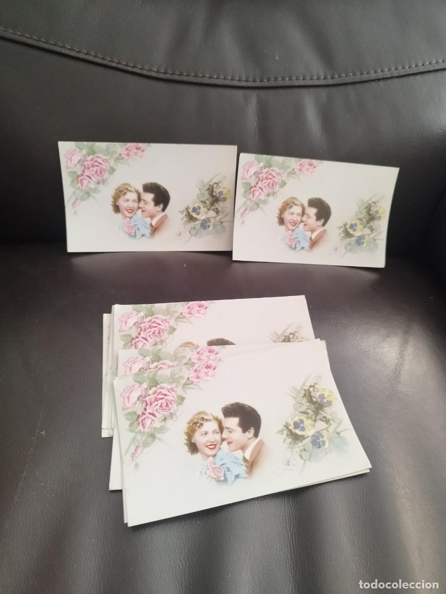 Postales: Colecci&oacute;n de 10 antiguas tarjetas postales de pareja de enamorados. Mujer y galan. Flores