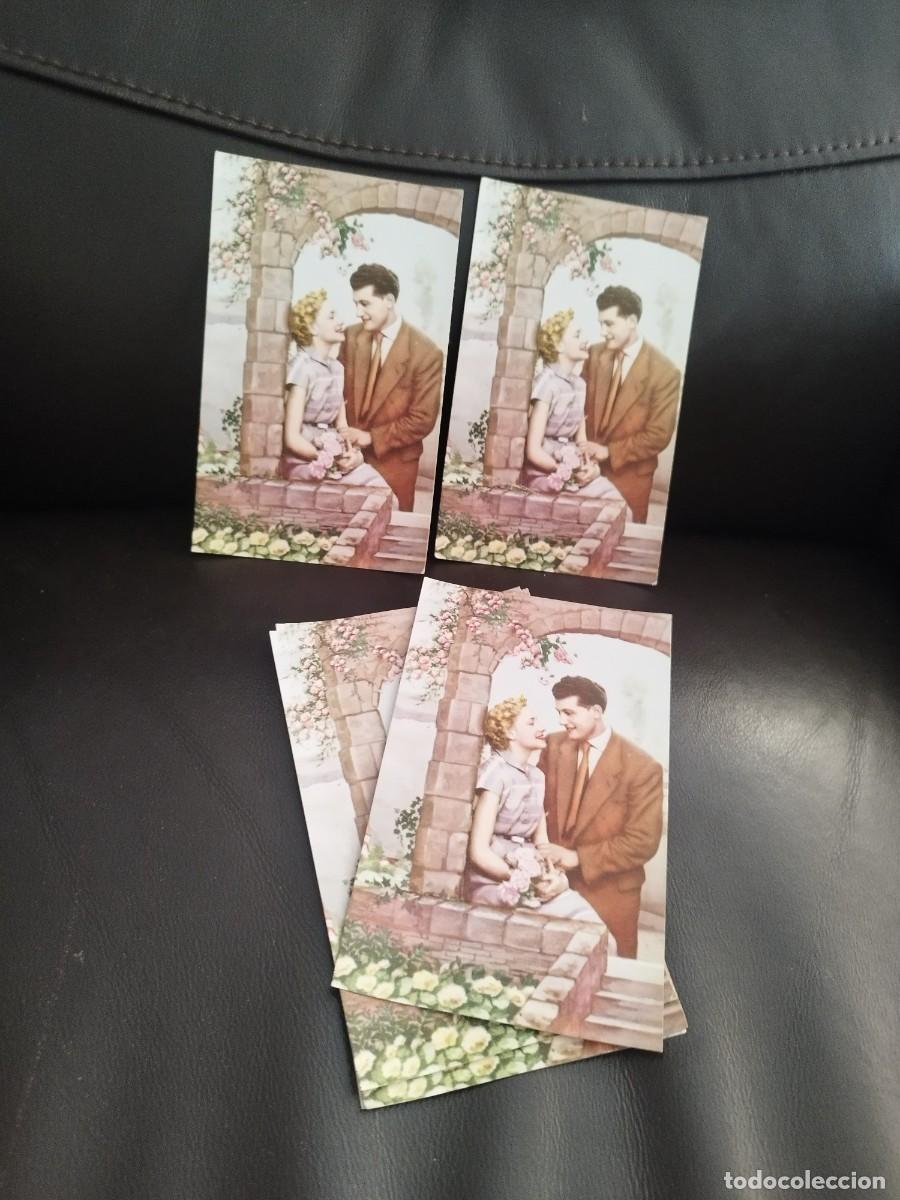 Postales: Colecci&oacute;n de 10 antiguas tarjetas postales de pareja de enamorados. Mujer y galan. Flores