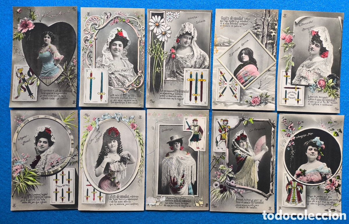 Postales: CUPL&Eacute; ARTISTA VARIEDADES LOTE 38 POSTAL FOTOGR&Aacute;FICA ILUMINADA SERIE BARAJA NAIPE ESPA&Ntilde;OL C. 1910