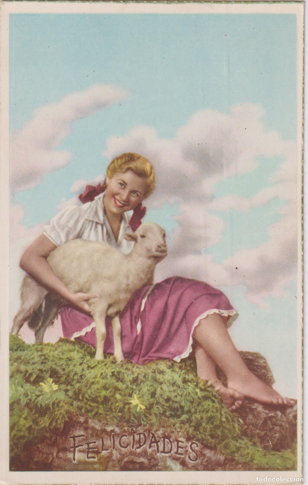 Postales: ANTIGUA POSTAL PASTORA, FELICIDADES &ndash; EDITA CyZ 538 &ndash; ESCRITA 1953