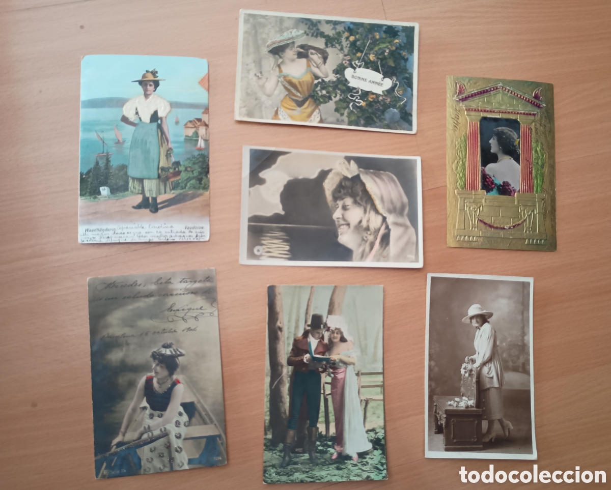 Postales: LOTE DE 7 TARJETAS POSTALES ANTIGUAS DE MUJERES