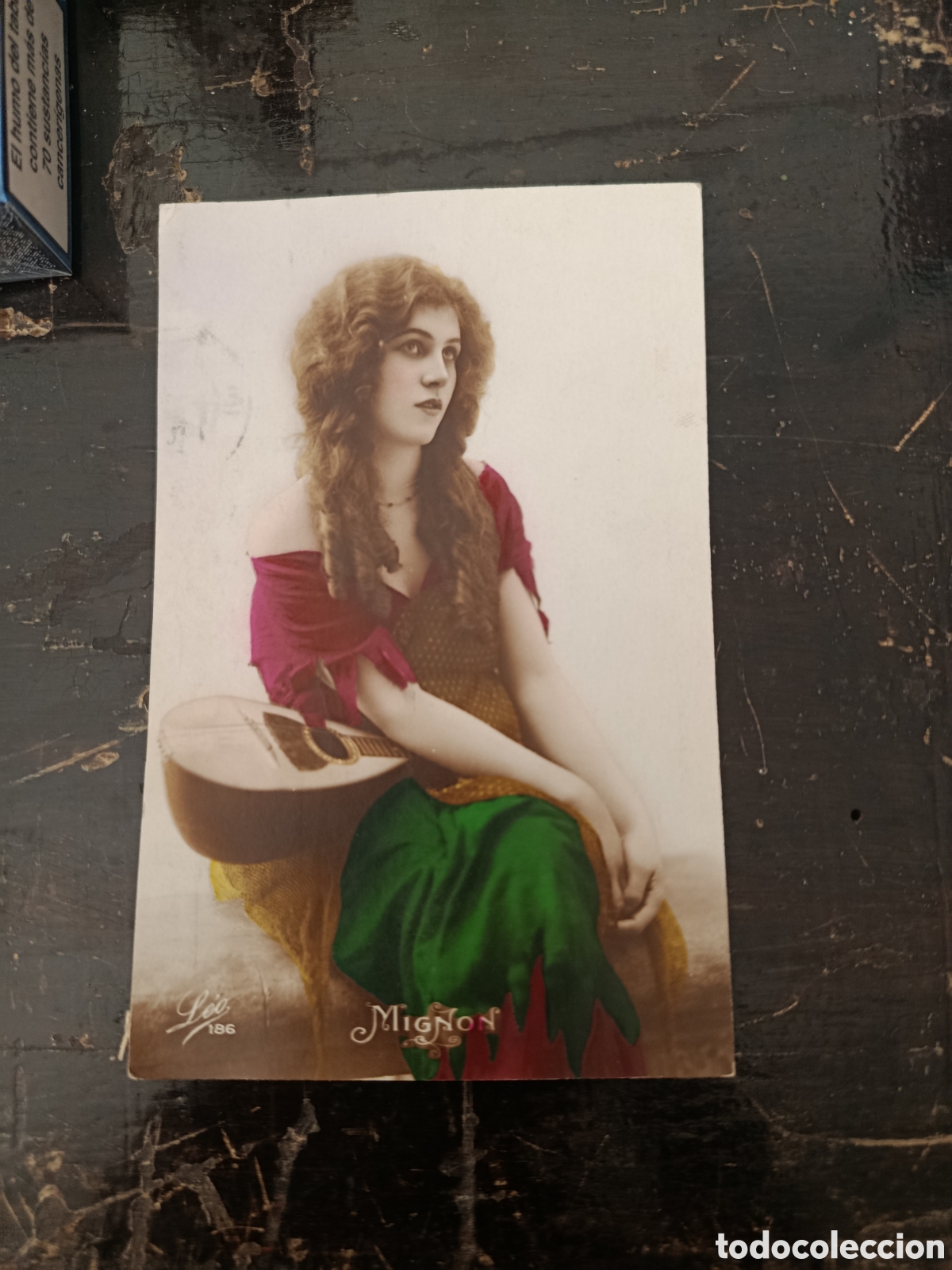 Postales: Postal de galanes modelo gitana posando con mandolina