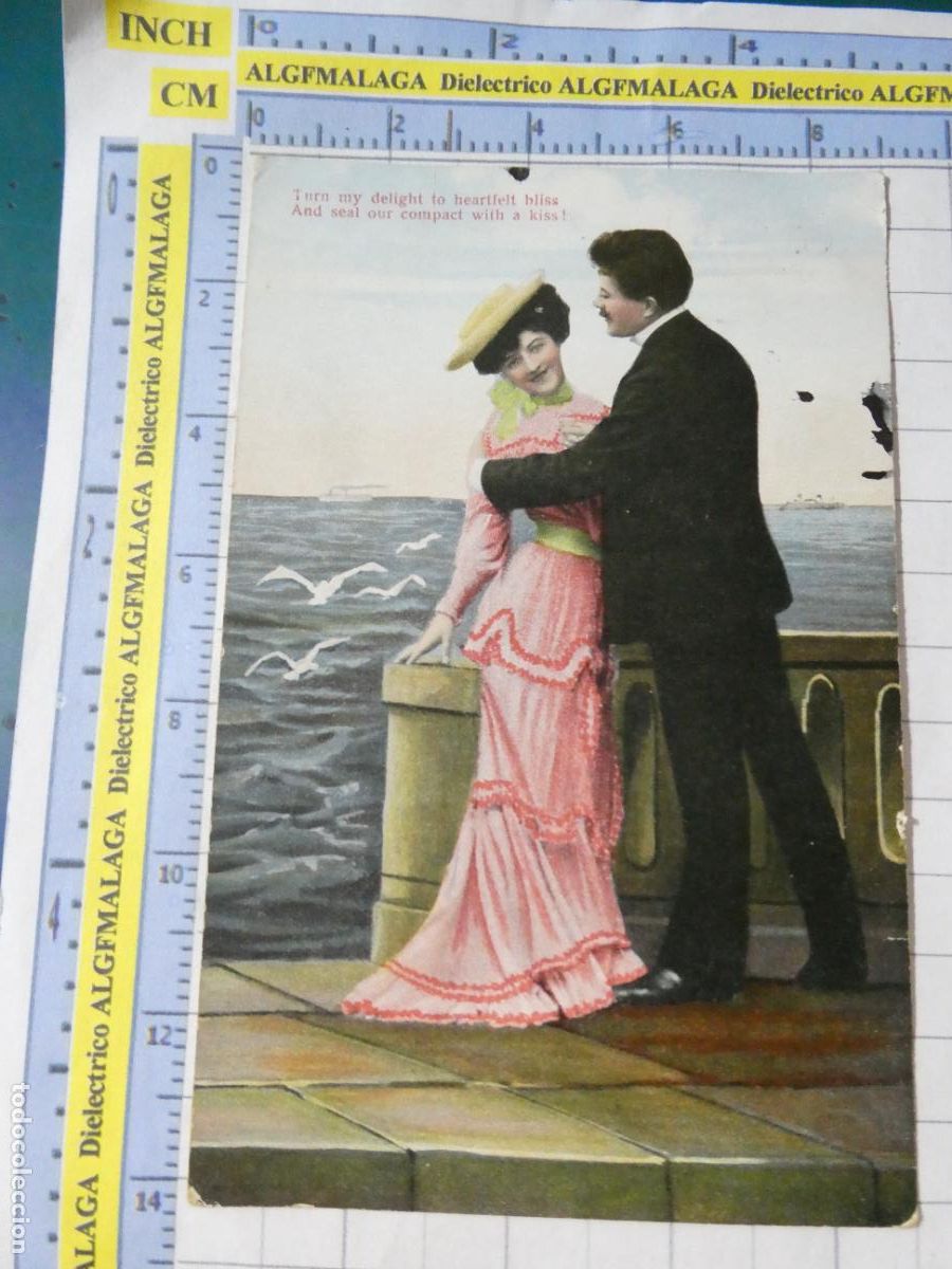Postales: ANTIGUA POSTAL GALANTES MUJERES ENAMORADOS REINO UNIDO UK A&Ntilde;O 1905 APROX. DAMA GAL&Aacute;N BESO MAR 1662