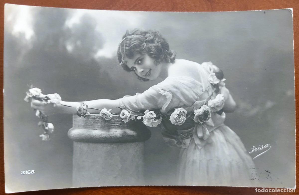 Postales: POSTAL DE UNA JOVEN - IRISA 3168 - CIRCULADA A MANRESA A&Ntilde;O 1916