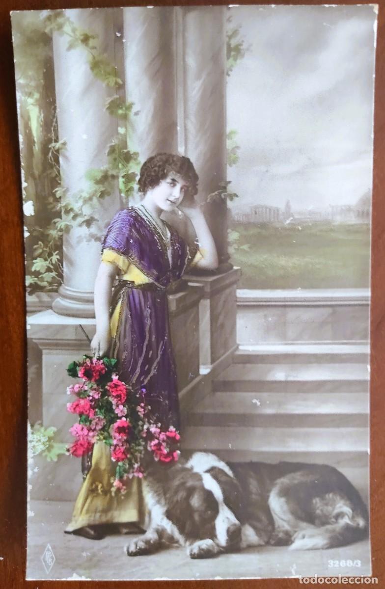 Postales: POSTAL COLOREADA DE UNA JOVEN - PFB 3263/3 - FECHADA 1915