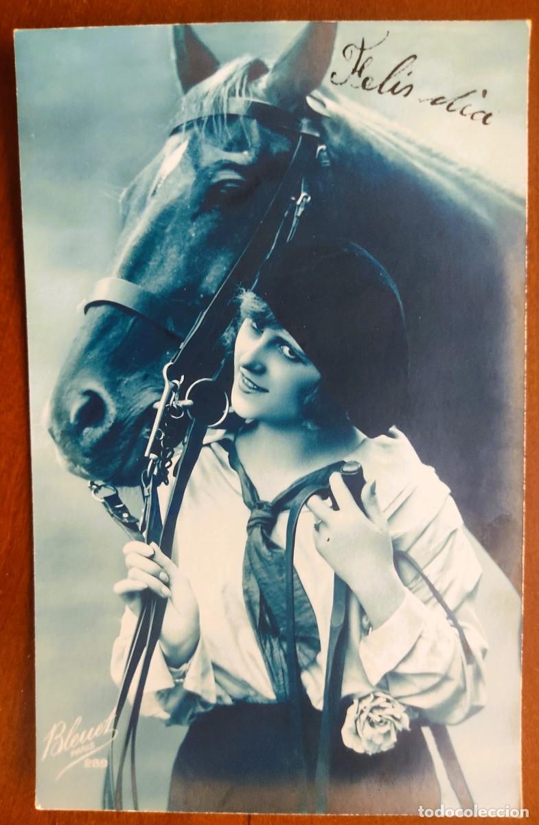 Postales: POSTAL DE JOVEN CON UN CABALLO - BELUET PARIS 289 - FECHADA 1923