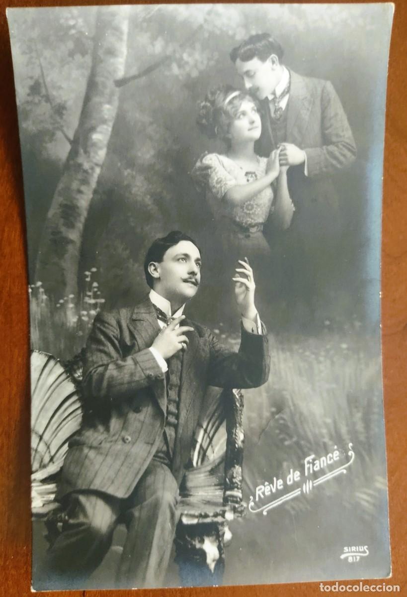 Postales: POSTAL DE UNA JOVEN PAREJA REVE DE FIANC&Eacute; - SIRIUS 817 - FECHADA 1913