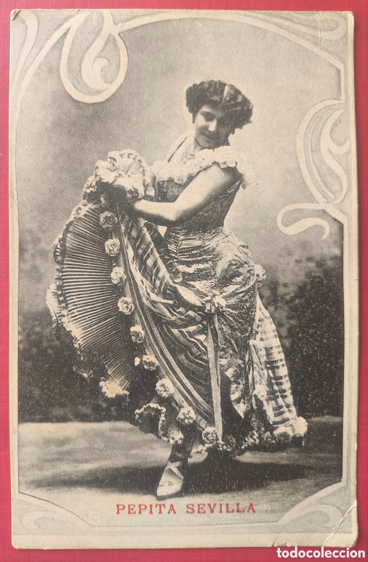 Postales: PEPITA SEVILLA ARTISTA CUPL&Eacute; TIPLE POSTAL FOTOTIPIA C. 1915