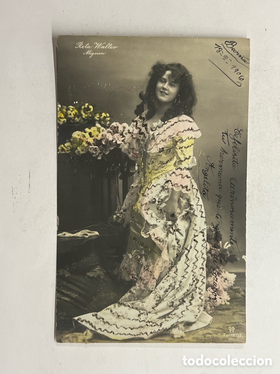 Postales: RETA WALKER. Mignion Actriz belle &eacute;poque. Circulada (a.1910)