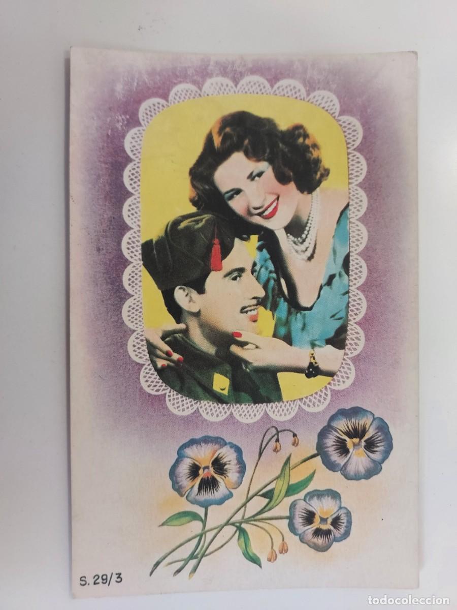 Postales: POSTAL ROMANTICA PAREJA ENAMORADOS SOLDADO MILITAR. S. 29/3. SIN CIRCULAR. ILUSTRADA COLOREADA