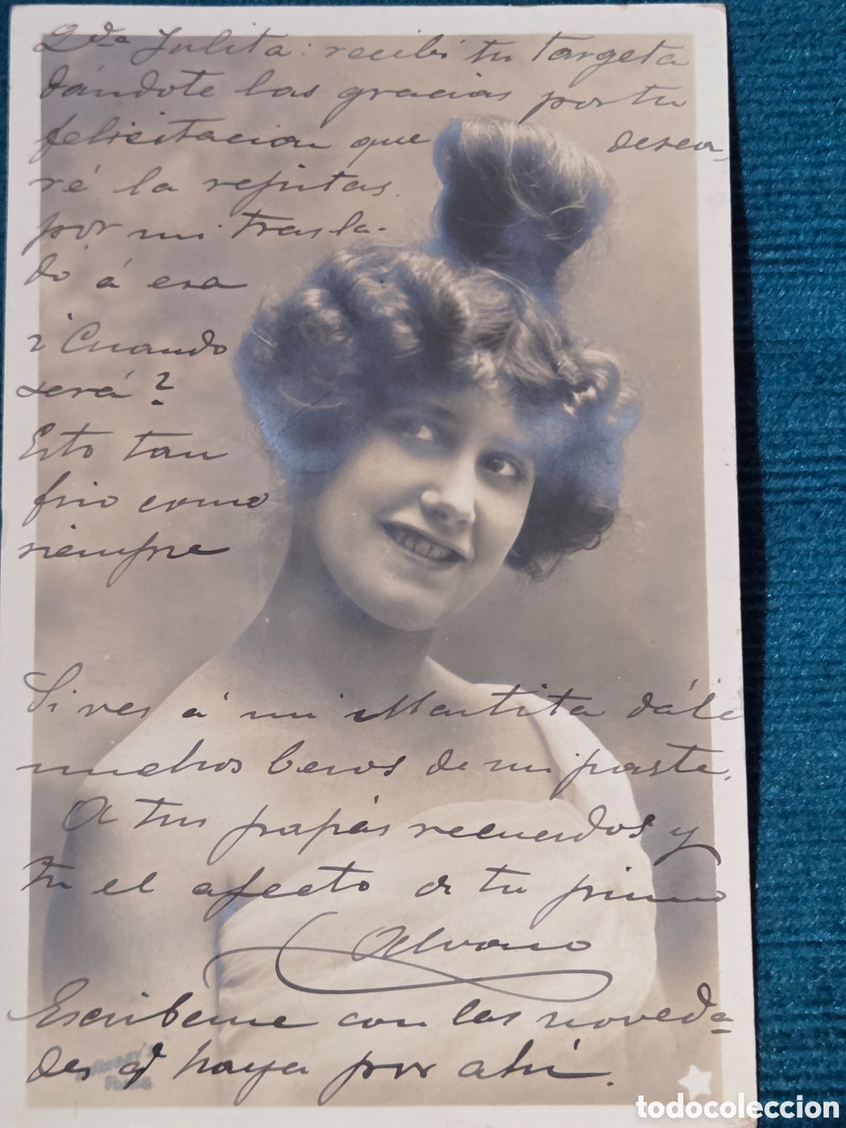 Postales: FOTOGRAF&Iacute;A MUJER CON CURIOSO PEINADO. C. 1900