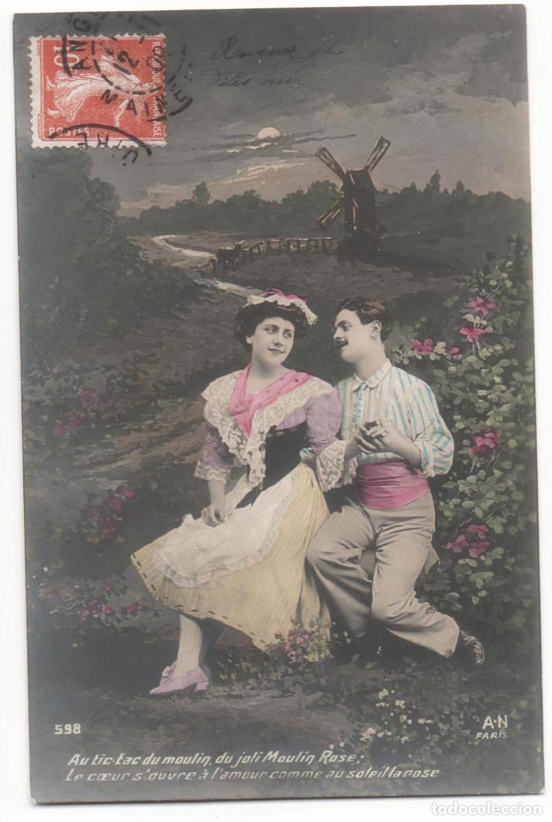 Postales: Postal francesa principios del XX- circulada-Rom&aacute;ntica-