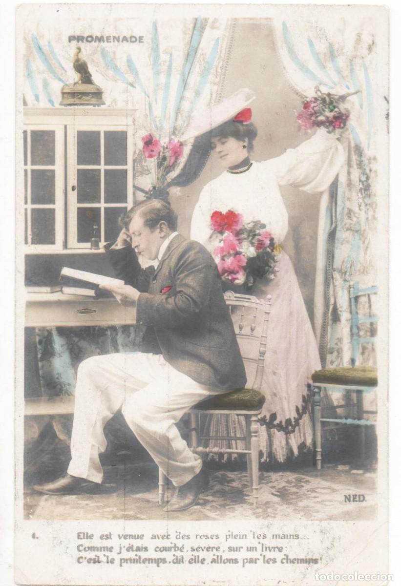 Postales: Postal francesa principios del XX- circulada-Rom&aacute;ntica-