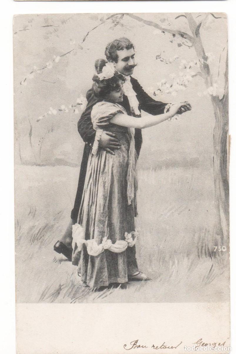 Postales: Postal francesa principios del XX- circulada-Rom&aacute;ntica-sin separaci&oacute;n en el reverso-