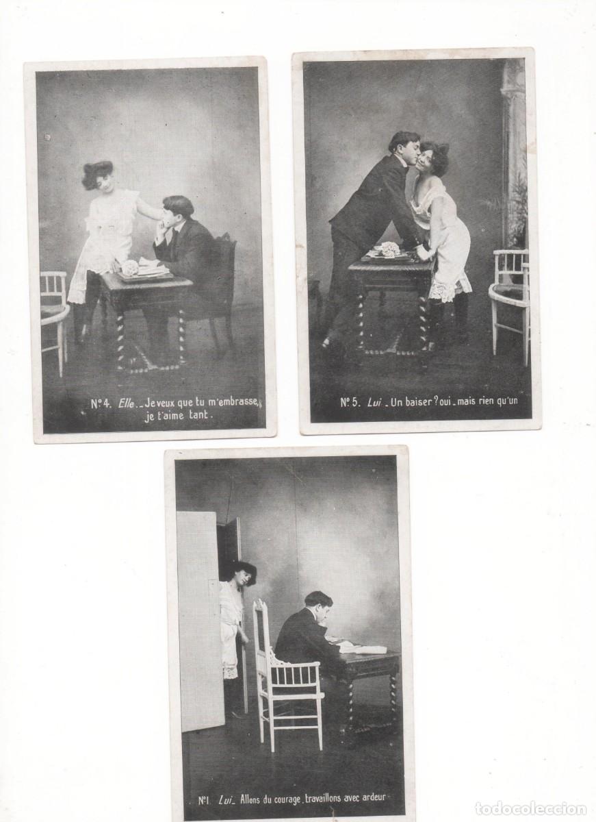 Postales: Serie de 3 Postales francesas er&oacute;ticas principios del XX- sin circular-