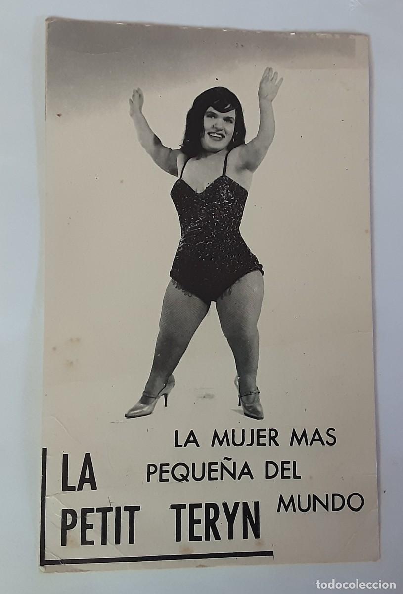 Postales: LA PETIT TERYN, LA MUJER M&Aacute;S PEQUE&Ntilde;A DEL MUNDO, TARJETA PUBLICITARIA.