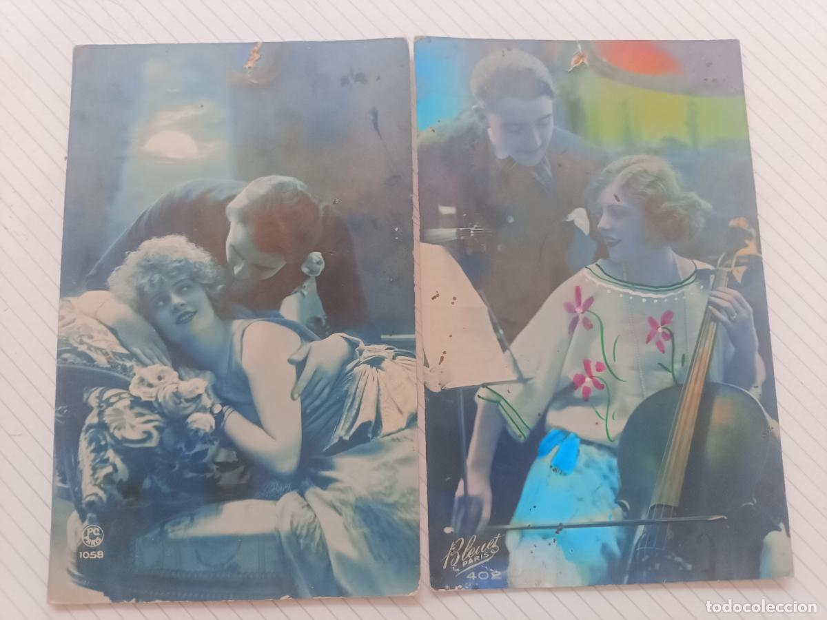 Postales: 2 postales rom&aacute;nticas antiguas, escritas a&ntilde;os 20