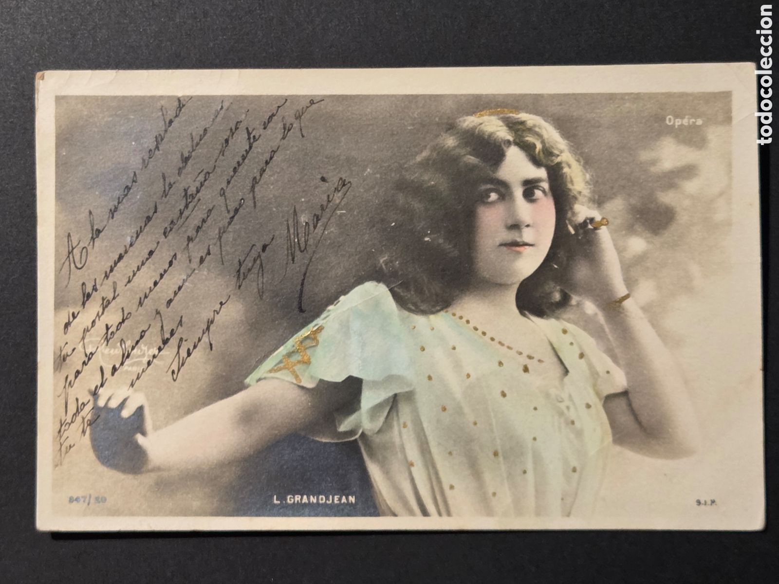 Postales: TARJETA POSTAL ROM&Aacute;NTICA RETRATO COLOREADO DE DAMA, circa 1900.