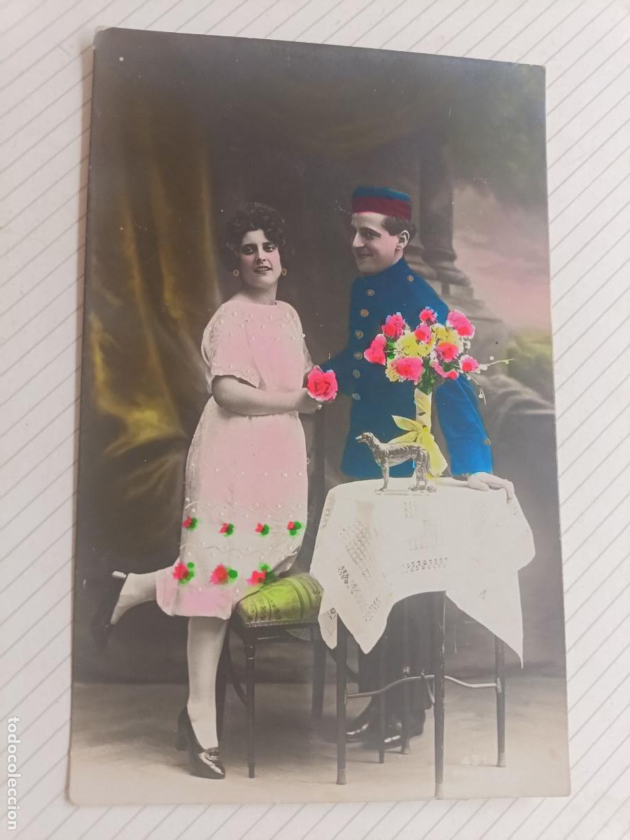 Postales: Militar espa&ntilde;ol. Escrita en 1921. Postal rom&aacute;ntica