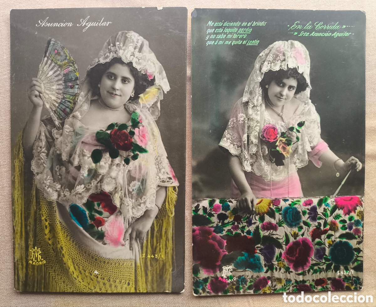 Postales: ASUNCI&Oacute;N AGUILAR CUPL&Eacute; ARTISTA TIPLE POSTAL FOTOGR&Aacute;FICA ILUMINADA C. 1915