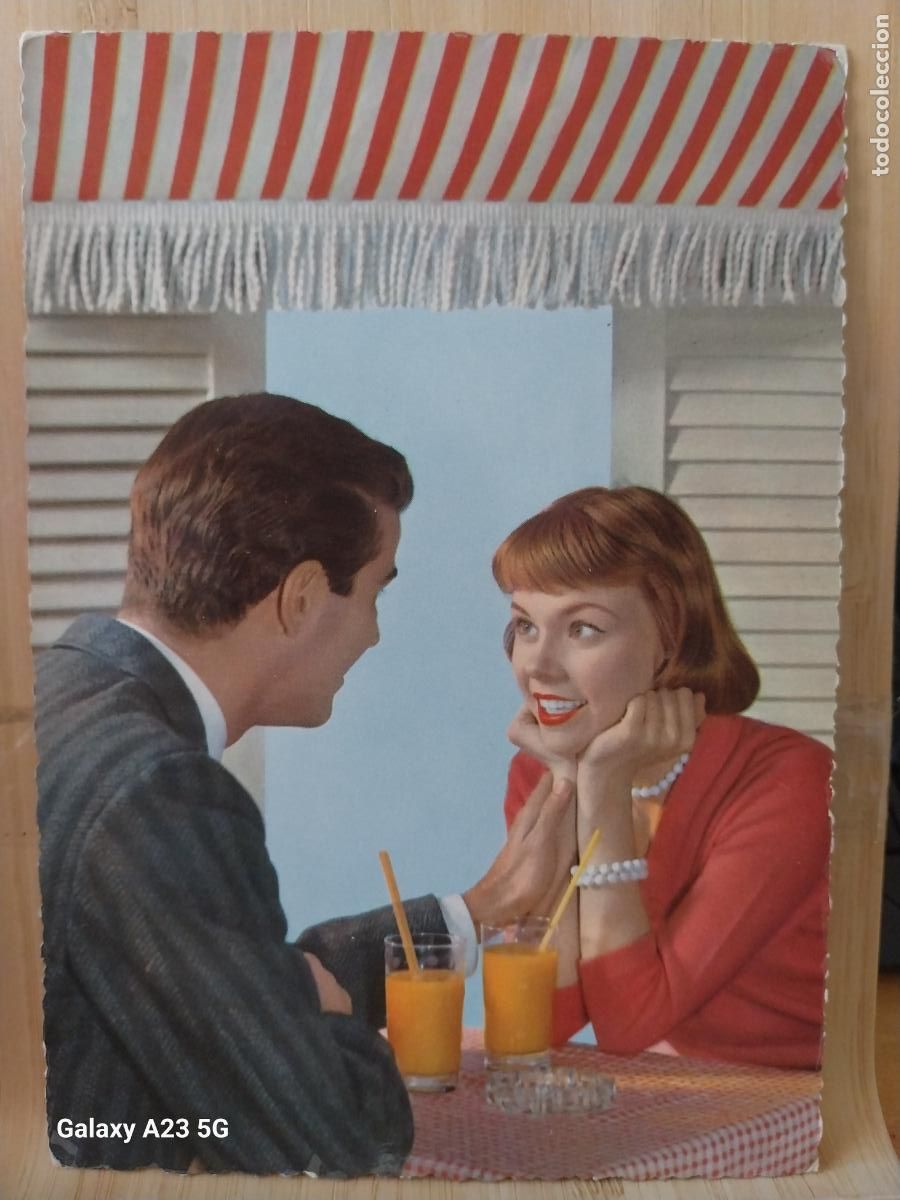 Postales: PAREJA TOMANDO REFRESCO ESCRITA A&Ntilde;O 1962 ITALIA 736 1