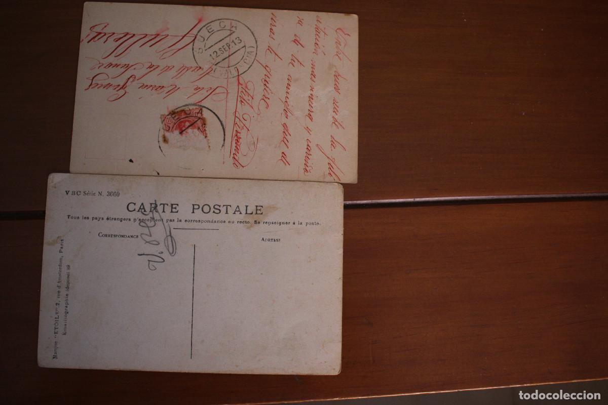 Postales: Dos postales antiguas de 1913. - Foto 2