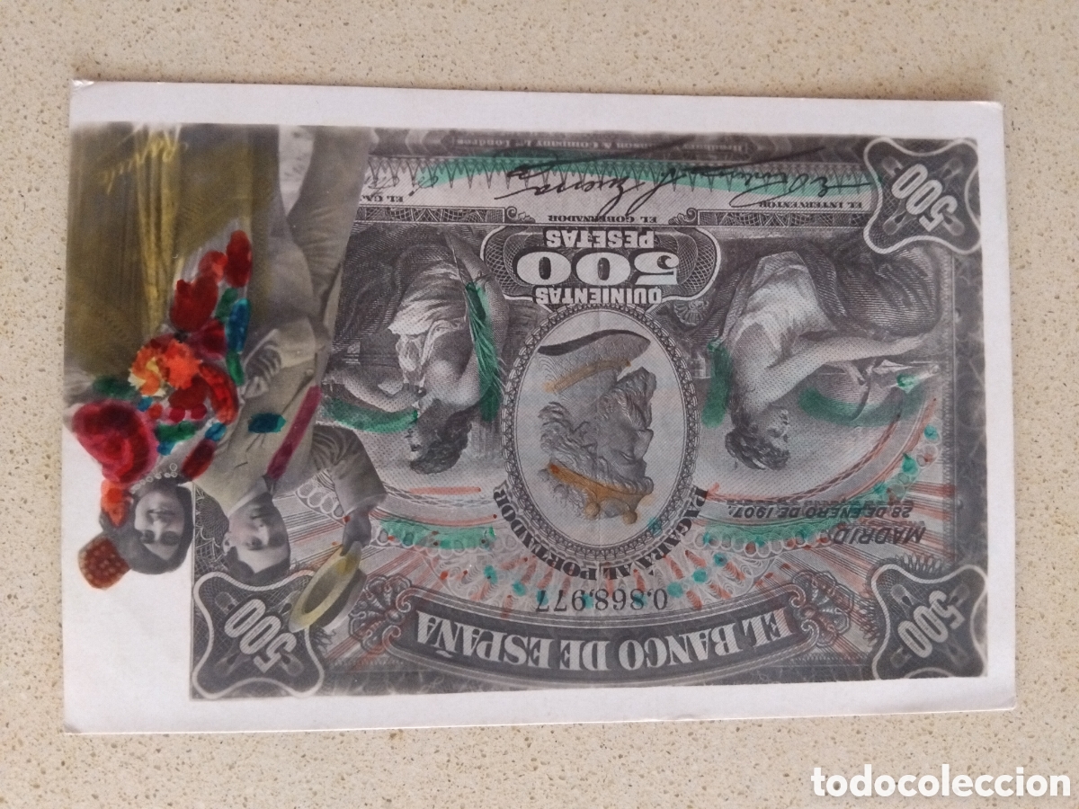 Postales: Postal pareja sobre billete 500 pesetas 1907