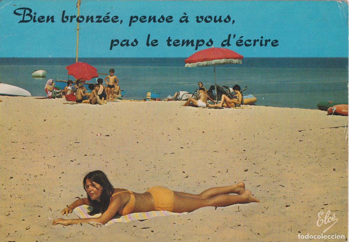 Postales: POSTAL A&Ntilde;OS 60/70, BIEN BRONCEADA, PIENSO EN USTEDES, NO HAY TIEMPO PARA ESCRIBIR &ndash; ELCECOLOR &ndash; CIRC