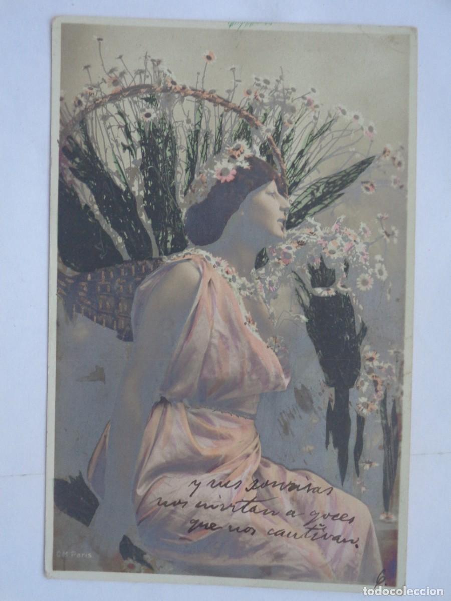 Postales: PRECIOSA POSTAL CON RETRATO DE MUJER ESTILO MODERNISTA , PRINCIPIOS DE SIGLO